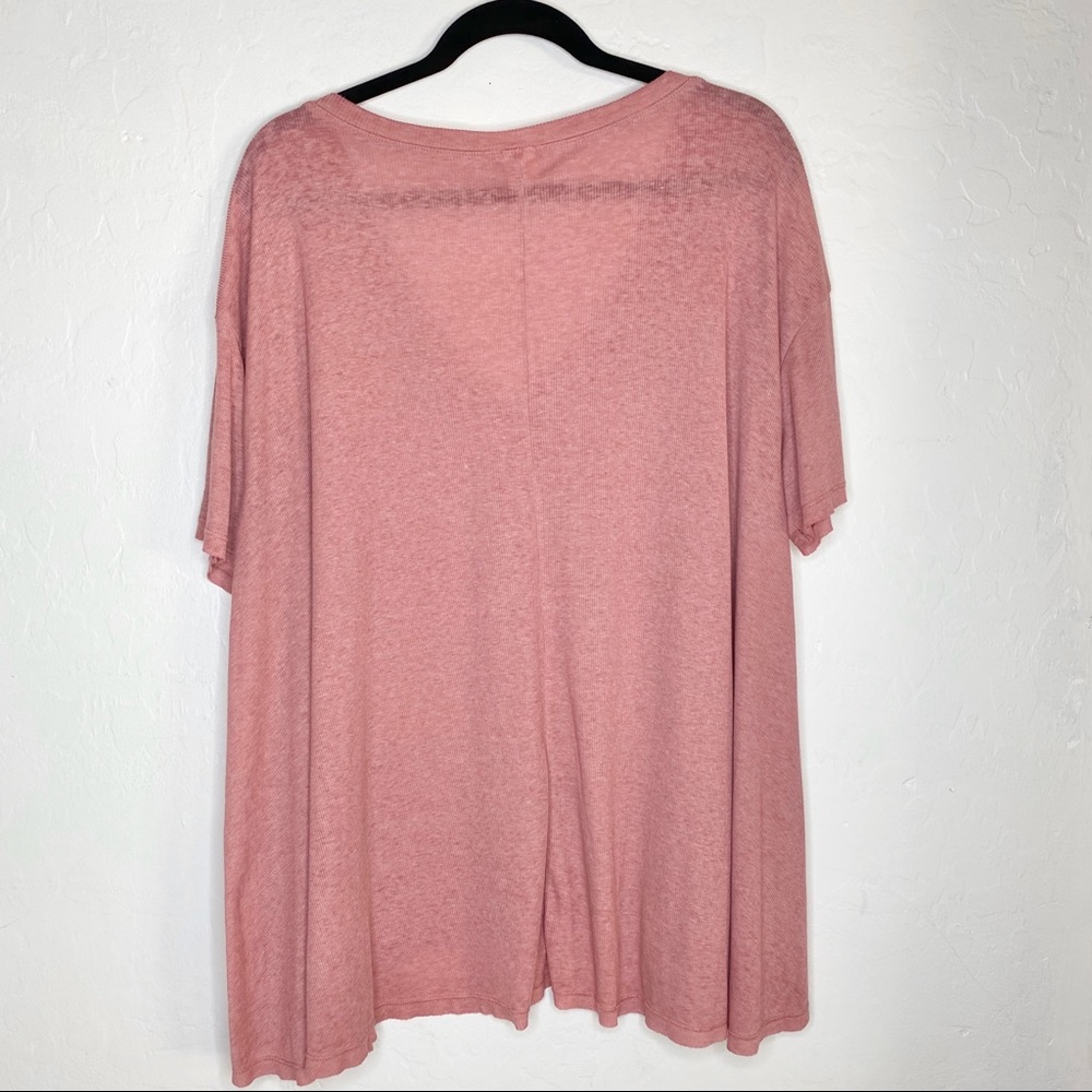 WILD PEARL rib knit sharkbite v-neck boho tee XL - Picture 7 of 7